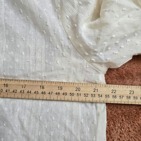 NWOT 1.STATE Women Cottagecore Sheer Blouse Ivory Medium Ruffle Puff Sleeves - Picture 10 of 11